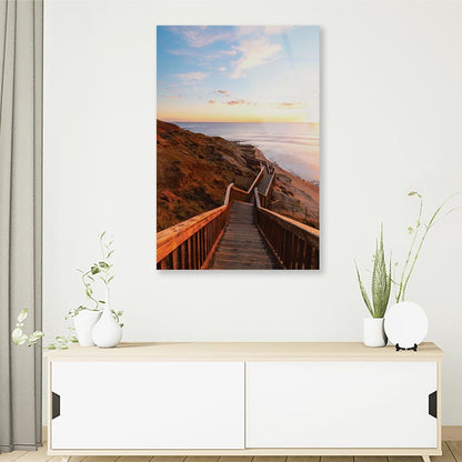 Stair Walkway Along the Coastline with Sunset View at Port Noarlunga, South AustraliaPortrait Photograph Acrylic Glass Print Tempered Glass Wall Art 100% Made in Australia Ready to Hang