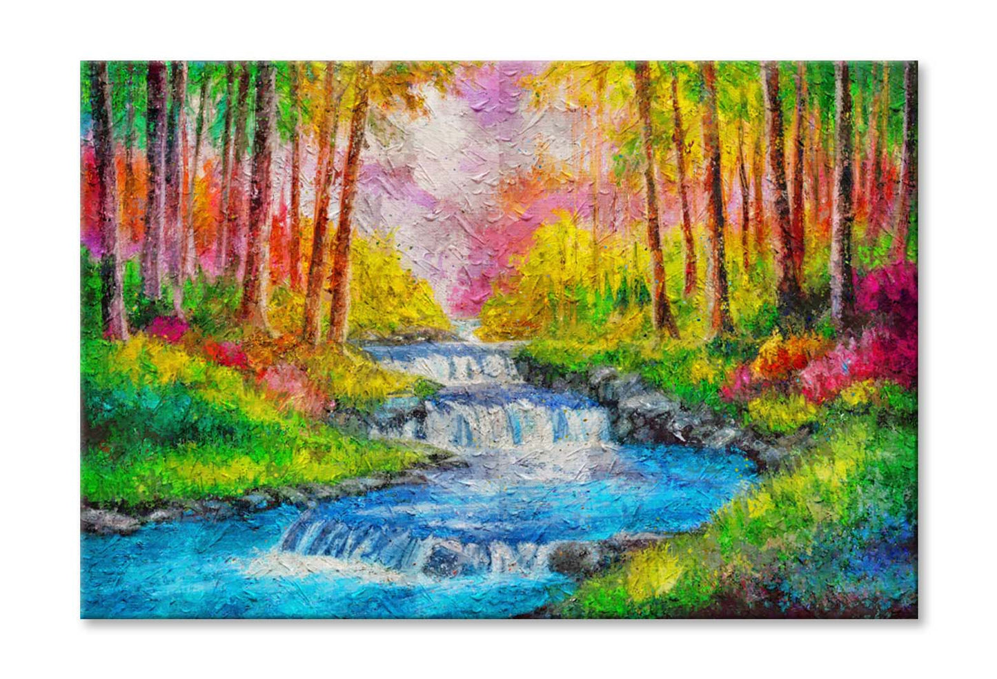 Painting Of a Colorful Waterfall Wall Art Limited Edition High Quality Print