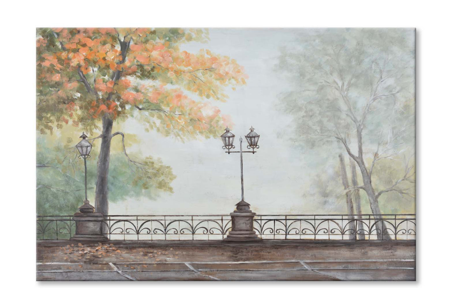 Street Lamps, Trees, Park Oil Paint Wall Art Limited Edition High Quality Print