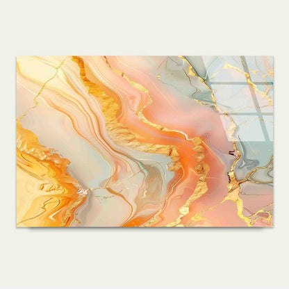 Peach Sage Marbled Tempered Glass Printing Wall Art Australian Made Quality