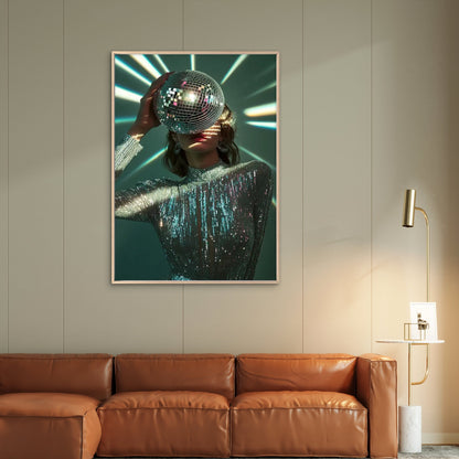 Silvery Dress Woman Holding Disco Ball Fashion Home Decor Premium Quality Poster Print Choose Your Sizes