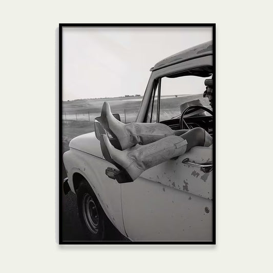 Vintage Cowgirl Boots Truck Fashion Home Decor Premium Quality Poster Print Choose Your Sizes