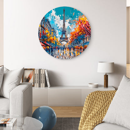 Eiffel Paris Street Painting Acrylic Glass Rounded Print Tempered Glass Wall Art 100% Made in Australia Ready to Hang