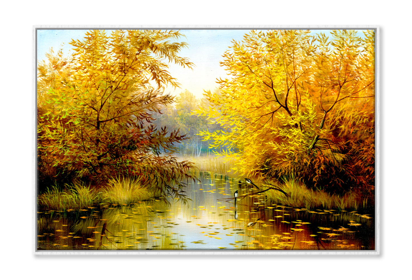 Wood Lake Oil Painting Wall Art Limited Edition High Quality Print Canvas Box Framed White