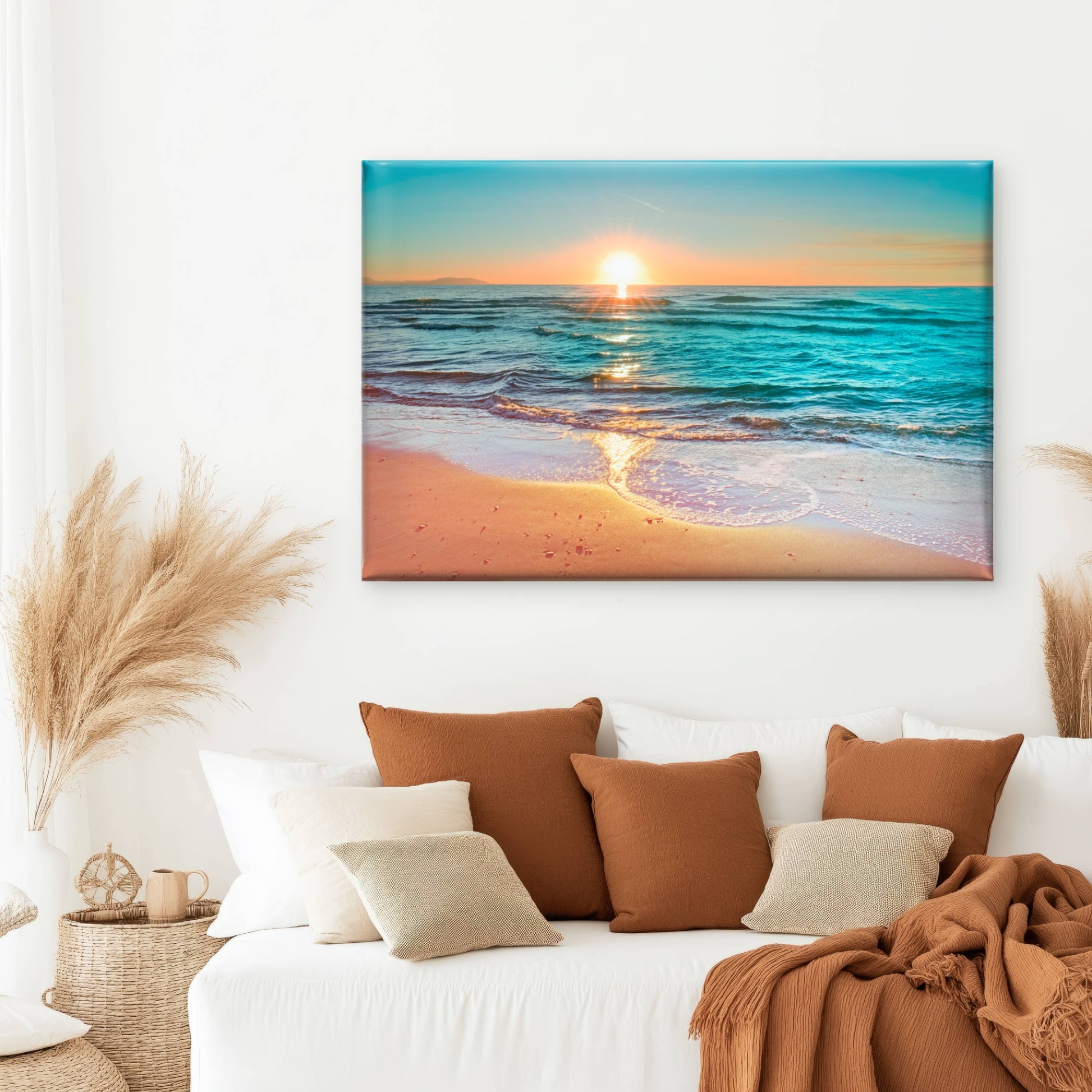 Golden Ocean Beach Sunset Wall Art Decor 100% Australian Made - Bella Home Decor