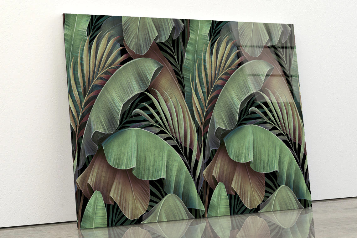 Banana Leaves Abstract Design Acrylic Glass Print Tempered Glass Wall Art 100% Made in Australia Ready to Hang