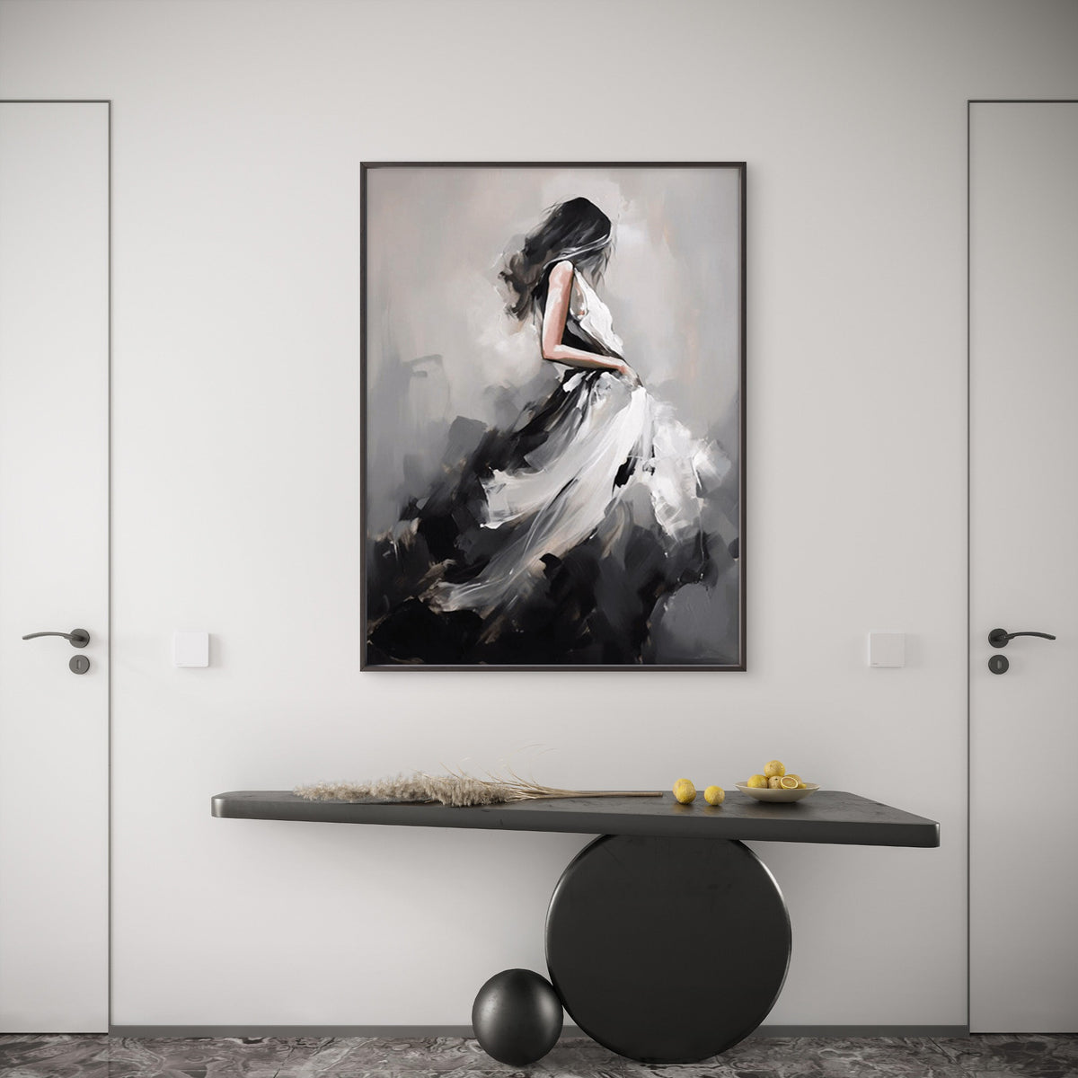 Woman in Black and White Dress Art Fashion Home Decor Premium Quality Poster Print Choose Your Sizes