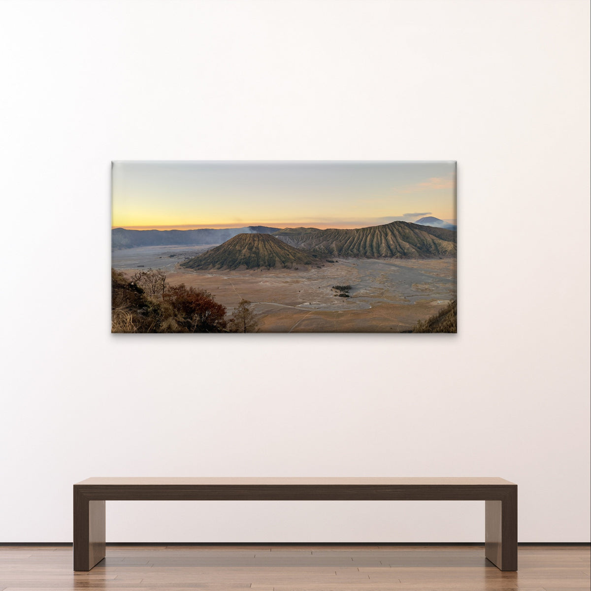 Mount Bromo Volcano Landscape Nature Wall Art Canvas Office Home Framed 120x60cm