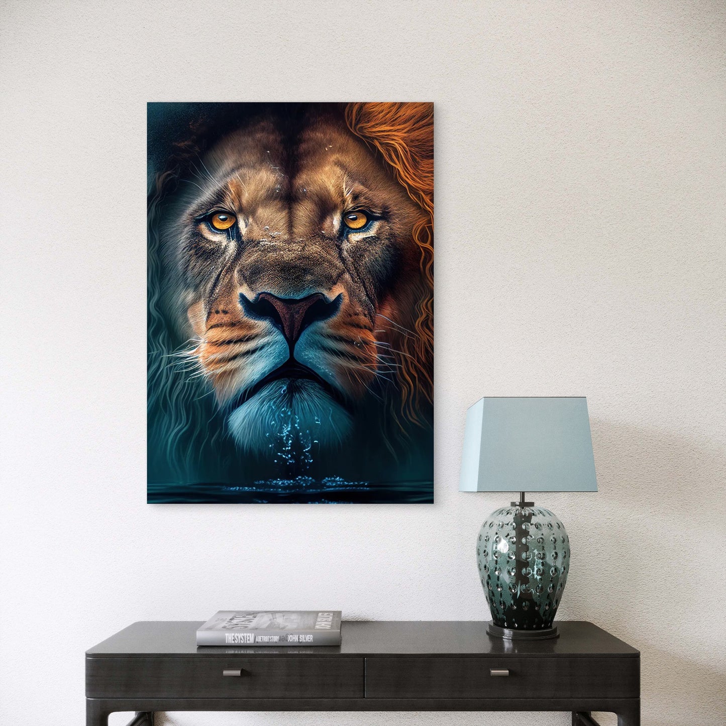 Royal Male Lion Close up 60x90cm Metal Print Ready to Hang