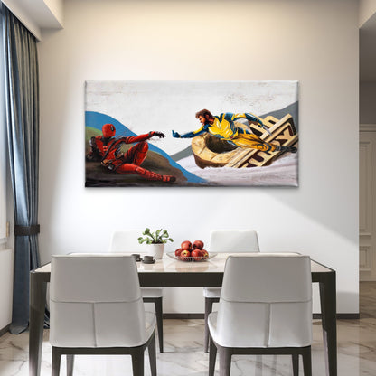 Humorous Comic Fresco Parody Wall Art Canvas Office Home Room Framed 120x60cm