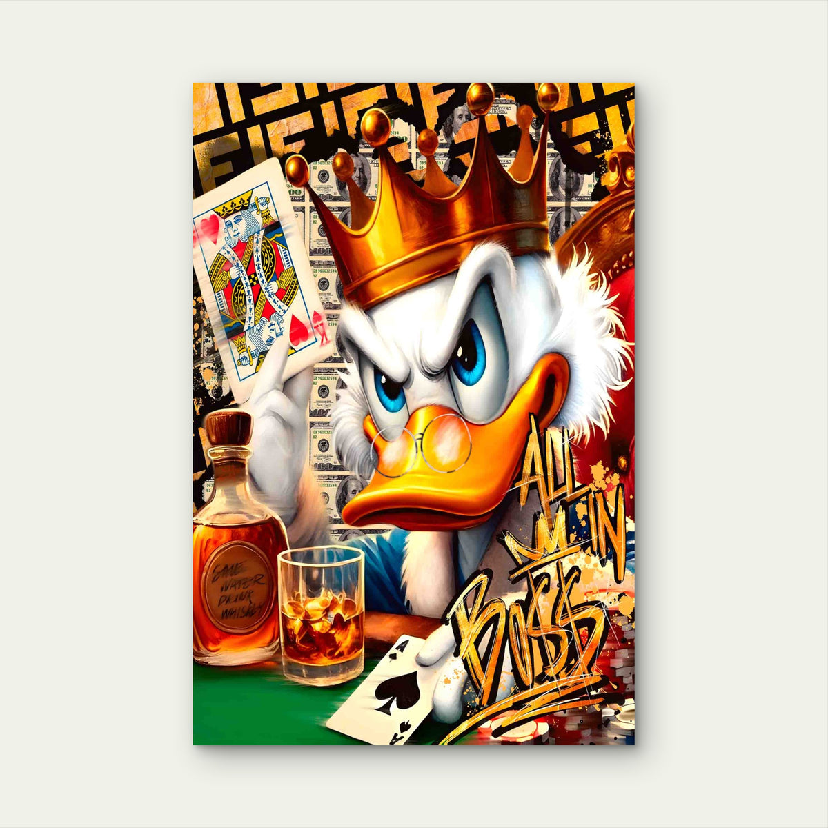 Royal Duck Poker Game 40x60cm Metal Print Ready to Hang