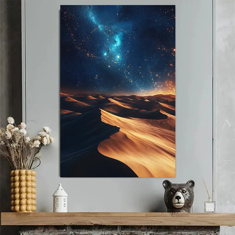 Desert Starry Night & Sand Dunes Art Poster 40x60cm Metal Print Ready to Hang
