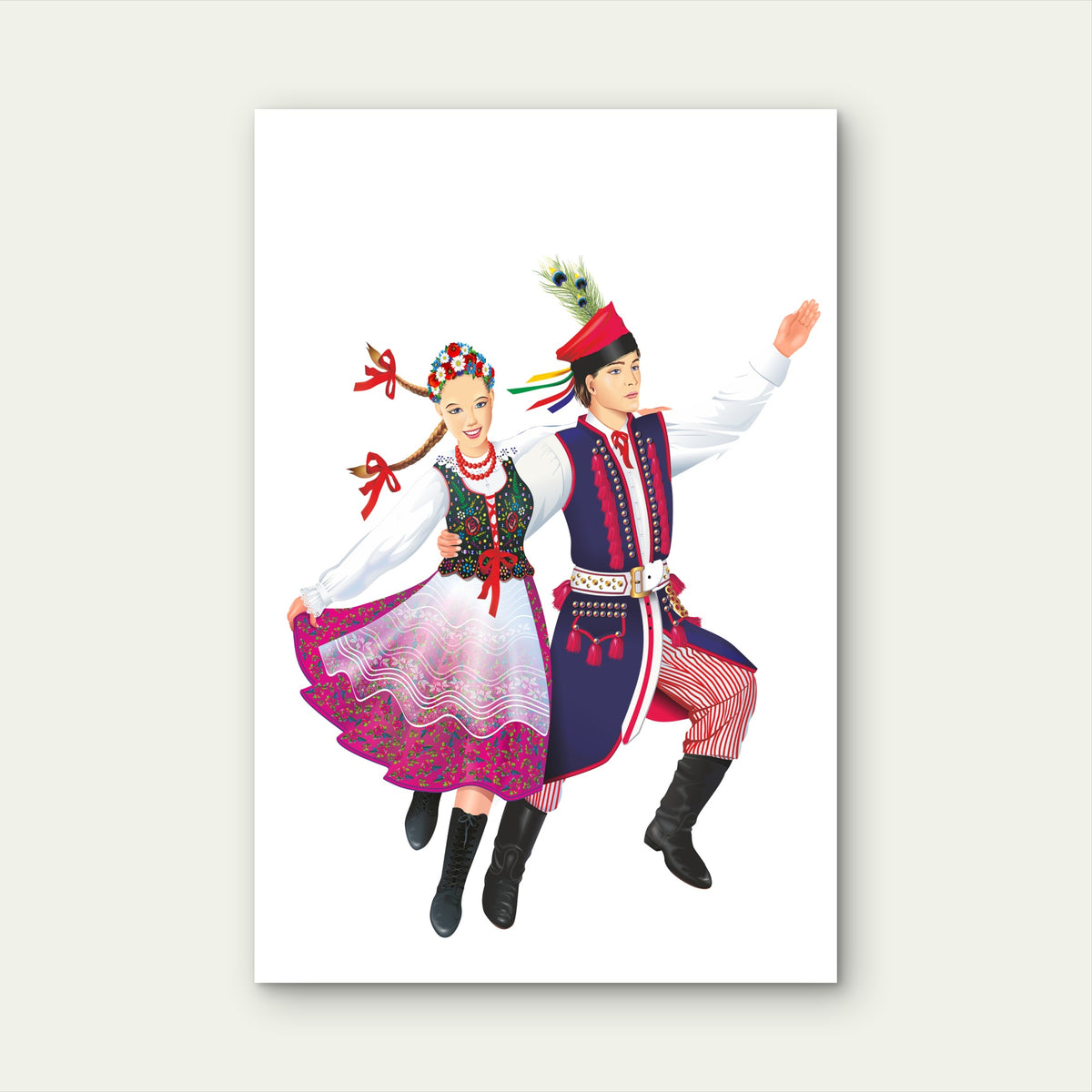 Traditional Polish Folk Costumes 40x60cm Metal Print Ready to Hang