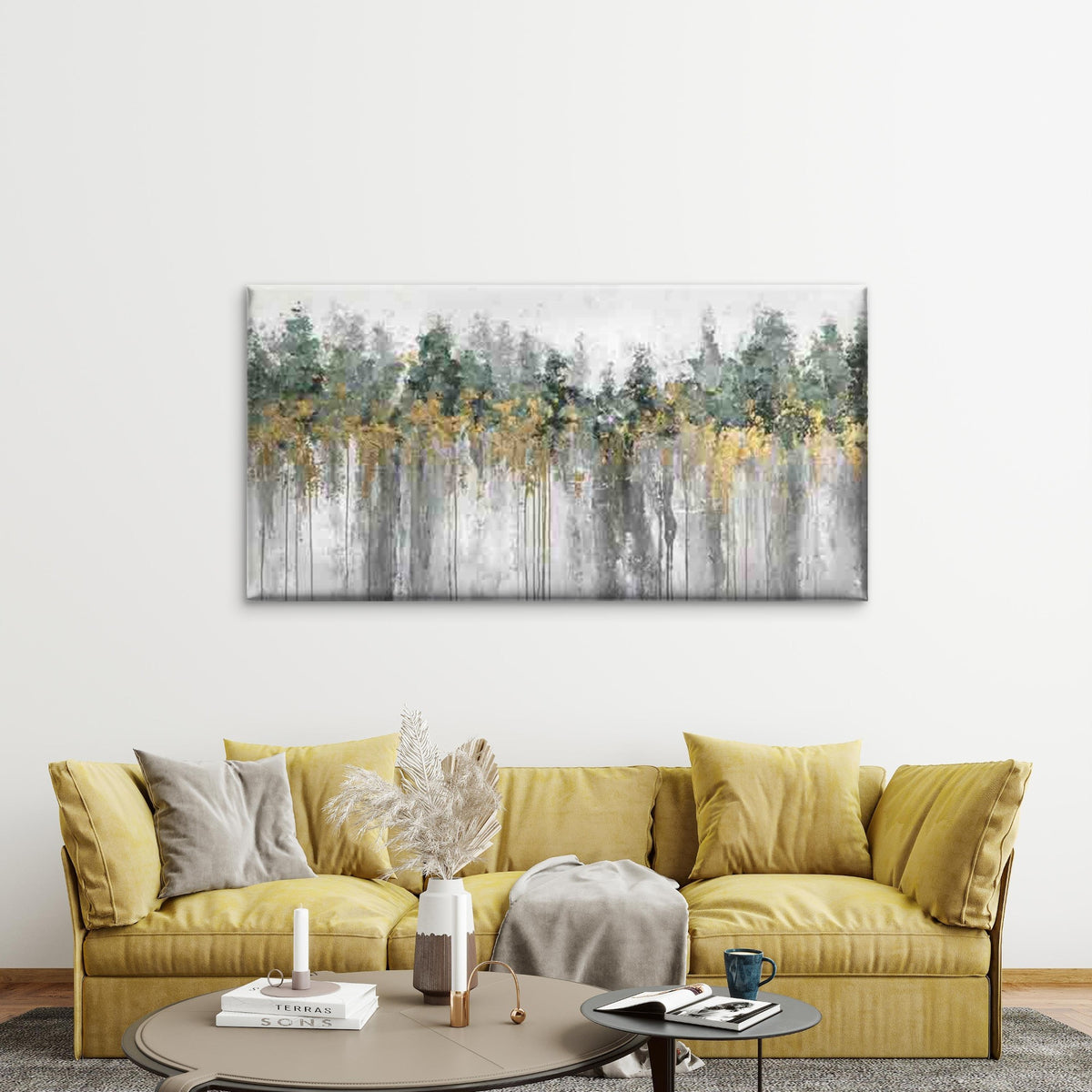 Abstract Forest Painting Wall Art Canvas Office Home Room Framed 120x60cm