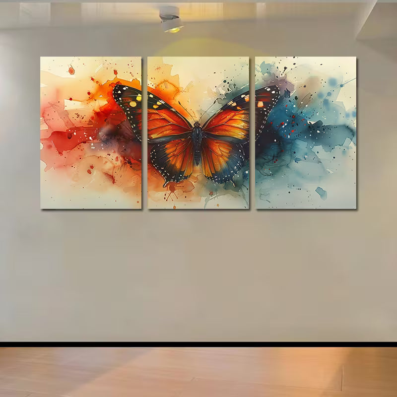 3pcs Vibrant Crystal Butterfly Wall Art Set Canvas Framed 60x90cm - High Quality Print 100% Australian Made Wall Canvas Ready to Hang