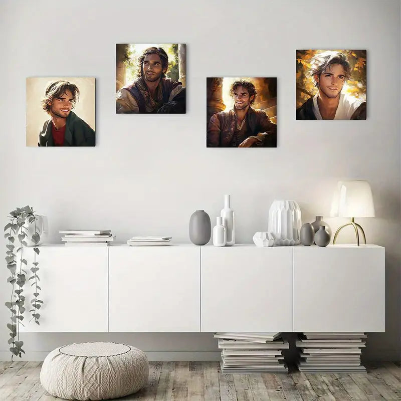 4pcs Vibrant Character Portraits With Autumn   Wall Art Canvas Framed