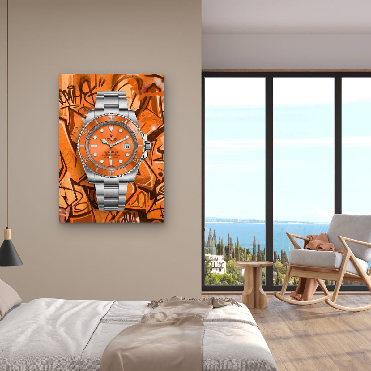 Silver Wrist watch Graffit Street 40x60cm Metal Print Ready to Hang