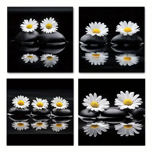 4pcs  VB  Blue for Lotus & Butterfly Stone  BL   Wall Art Canvas Framed