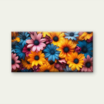 Vibrant Daisies Bloom Wall Art Canvas Office Home Room Framed 120x60cm