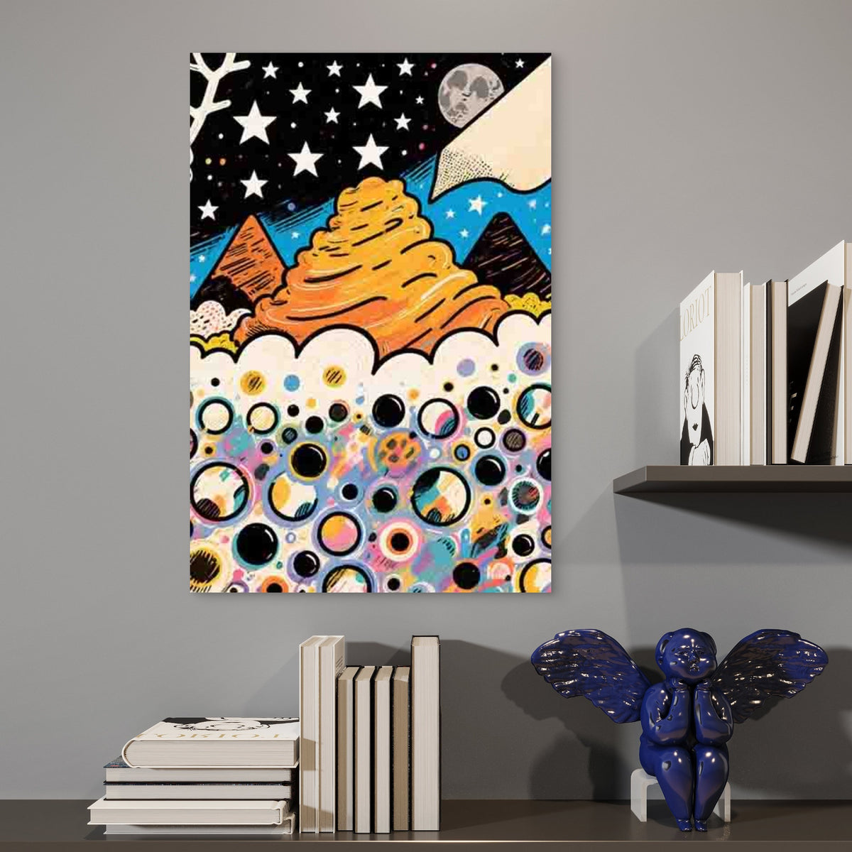 Starry Mountain Abstract Metal Print Ready to Hang