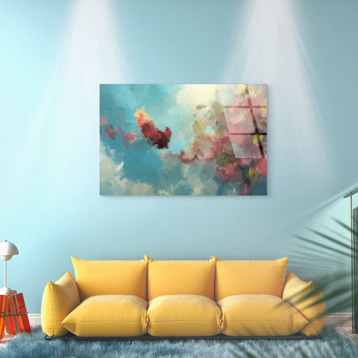 Light Blue Cloud Abstract Impressionist Acrylic Glass Printing Wall Art Australian Made Quality