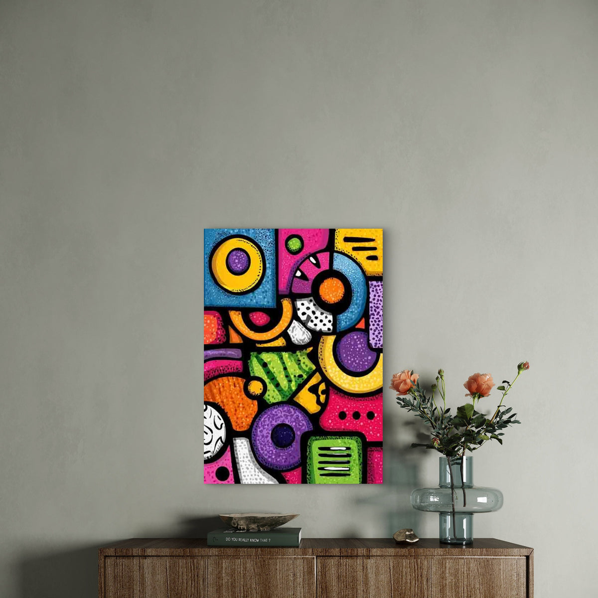 Abstract Retro Geometric Shapes Metal Print Ready to Hang