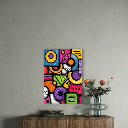 Abstract Retro Geometric Shapes Metal Print Ready to Hang