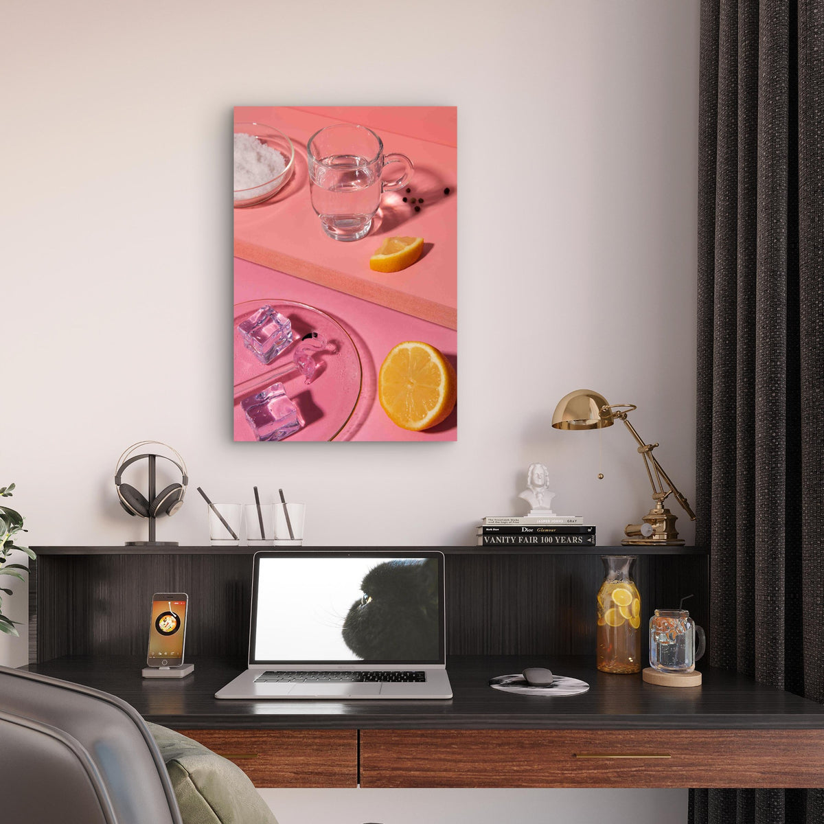 High Angle Tequila Shot Orange Slice 40x60cm Metal Print Ready to Hang