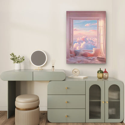 Pastel Cloud Artwork Depicting a Dreamy Rainbow Sky 60x90cm Metal Print Ready to Hang