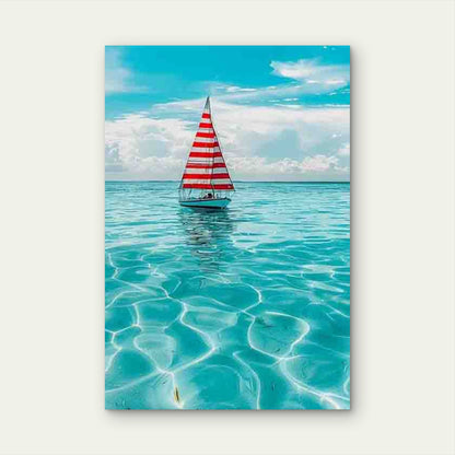 Serene Sailboat Seascape Metal Print Ready to Hang