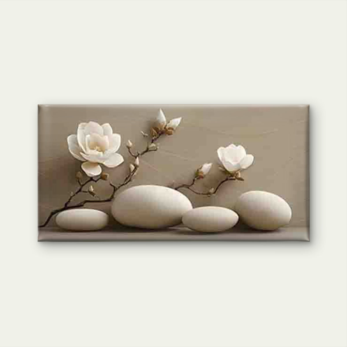 Magnolia Flower with a Rounded Wall Art Canvas Office Home Room Framed 120x60cm