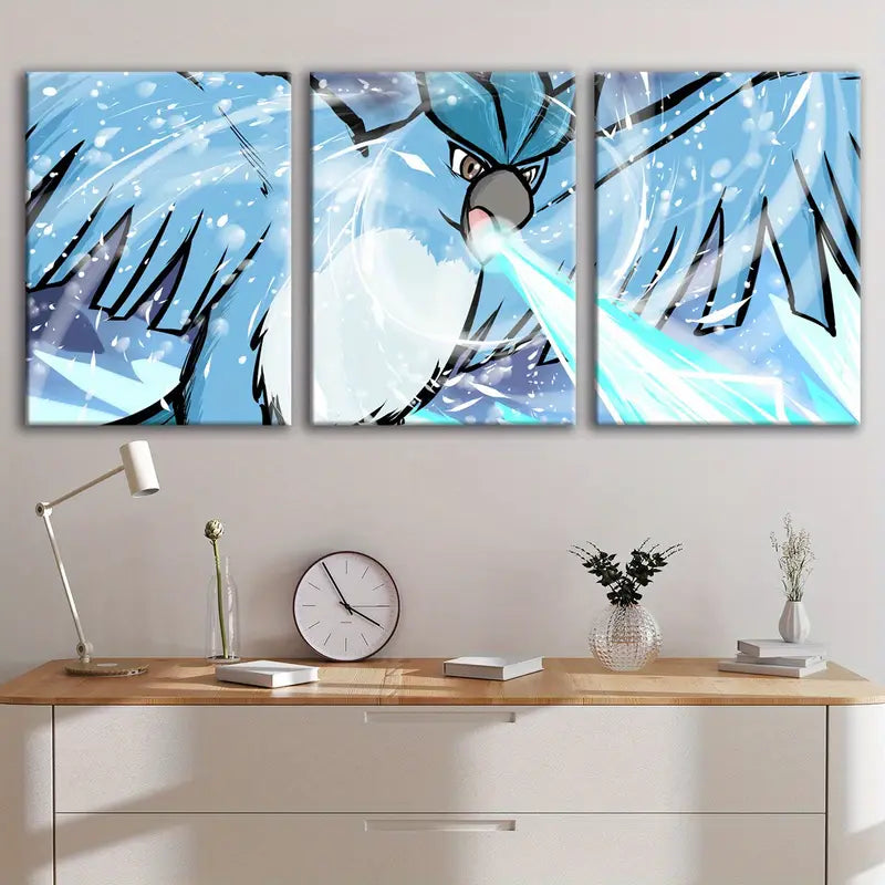 3pcs Pocket Elf Pet Battle Anime Art Wall Art Set Canvas Framed 60x90cm - High Quality Print 100% Australian Made Wall Canvas Ready to Hang