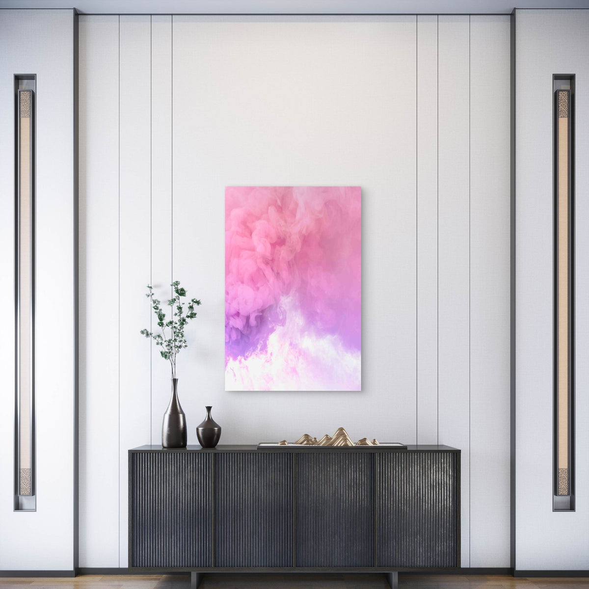 Dreamy Pink Blue Smoke Swirling Air Metal Print Ready to Hang