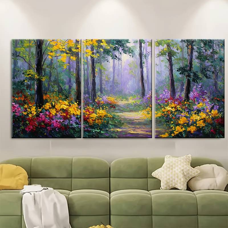 3pcs Sunlight Forest Path Metal Print Ready to Hang Art