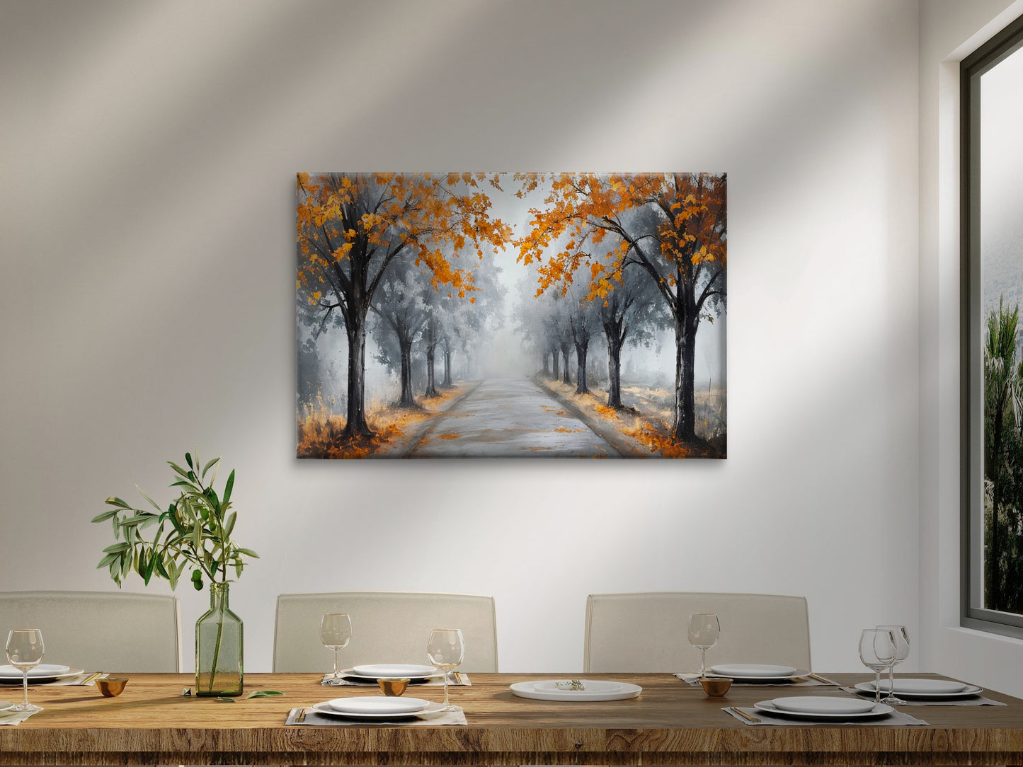 Black And White Autumn Tree Path Way Wall Art Decor 100% Australian Made