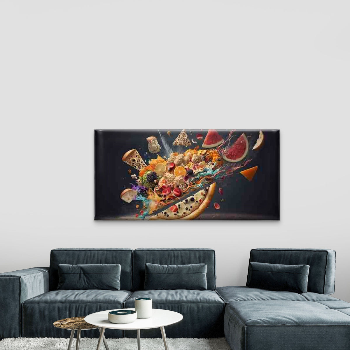 Abstract And Culinary Explosion Wall Art Canvas Office Home Room Framed 120x60cm