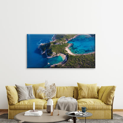 Drone Shot Breathtaking Shore Wall Art Canvas Office Home Room Framed 120x60cm