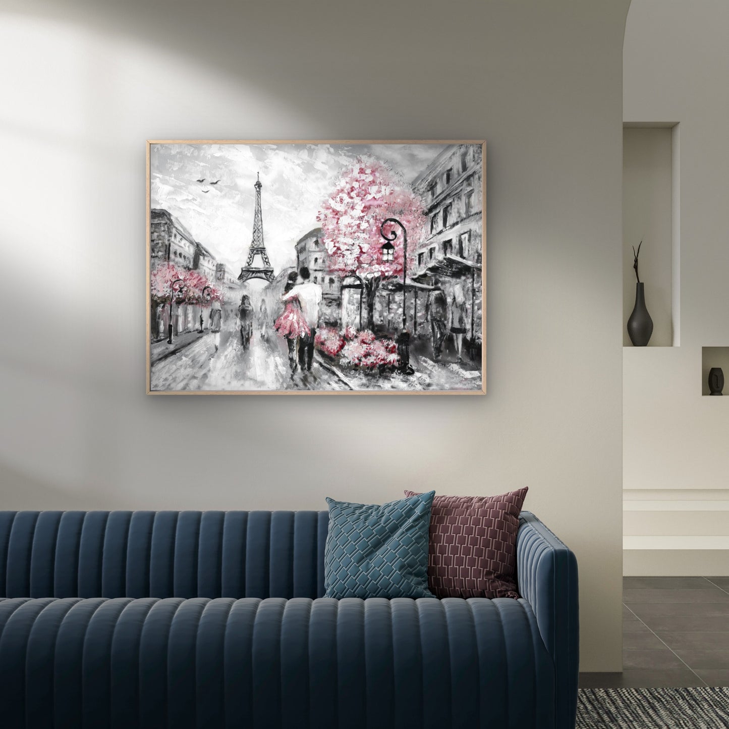 Romantic Couple walking Paris Painting Print 100% Australian Made