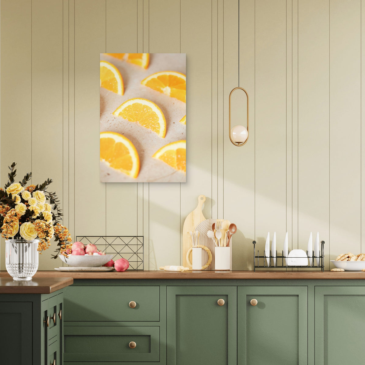 Slices Of Orange On A Neutral Colored Surface 40x60cm Metal Print Ready to Hang