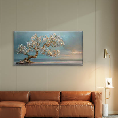 Golden Orchid Tranquil Ocean Wall Art Canvas Office Home Room Framed 120x60cm