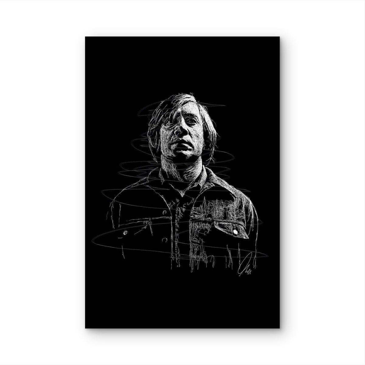 Haunting Bob-Cut Monochromatic 60x90cm Metal Print Ready to Hang
