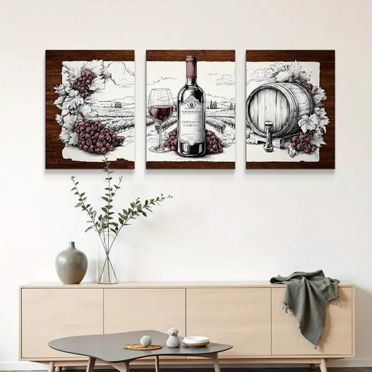 3pcs Black And White Sketch Metal Print Ready to Hang Art