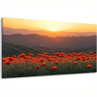Nature Floral Panoramic Abstract Colorful Flowers Field Wall Art canvas office home room framed 120x60cm