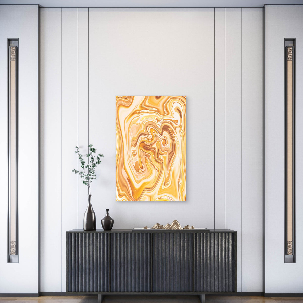 Gold Liquid Paint Marble Background Metal Print Ready to Hang
