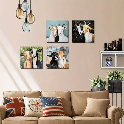 4pcs  Goat Deco Elegant  Wall Art Canvas Framed