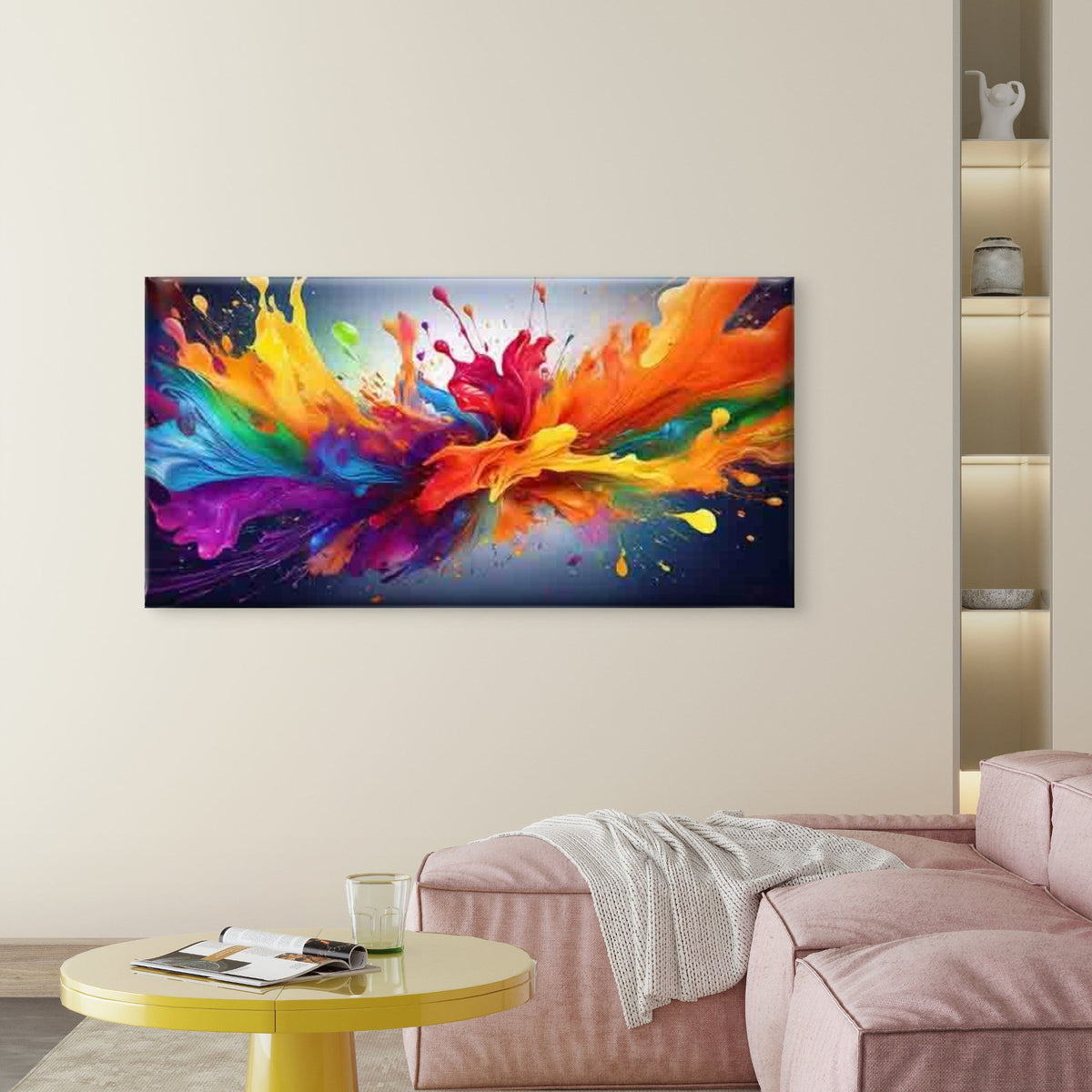 Colorful Paint Splash Design Wall Art Canvas Office Home Room Framed 120x60cm