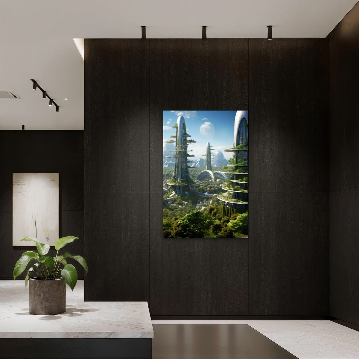 Environmentally Friendly City With Green Space 40x60cm Metal Print Ready to Hang