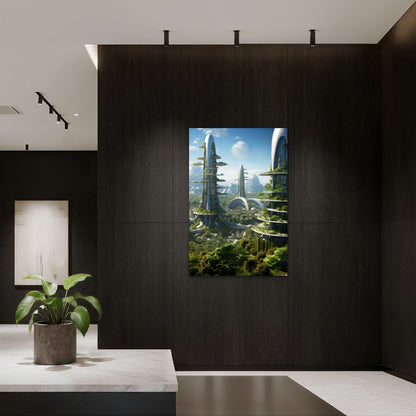 Environmentally Friendly City With Green Space 40x60cm Metal Print Ready to Hang