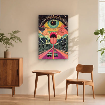 Giant Eye Over Mountain Landscape 60x90cm Metal Print Ready to Hang - Bella Home Decor