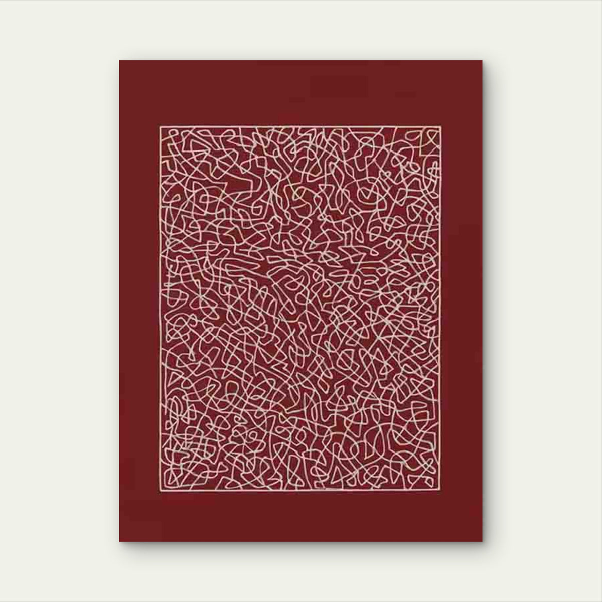 Retro Red Abstract Intricate Lines & Geometric 40x60cm Metal Print Ready to Hang